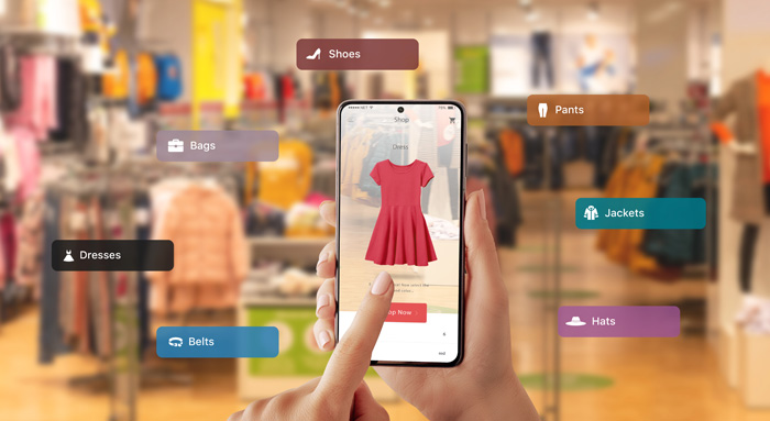 Shopping for clothing from an app