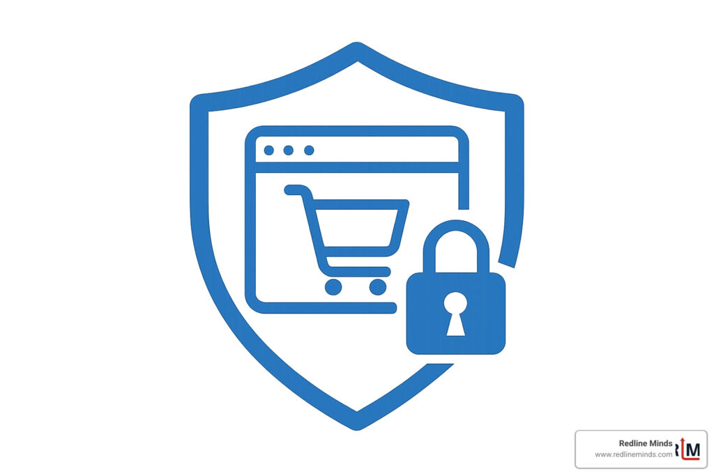 Shield icon representing ecommerce security measures - ecommerce website design for small business
